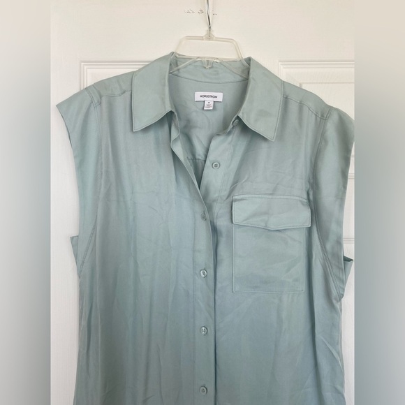 NORDSTROM Sleeveless Button-Up Shirt Dress - Picture 2 of 7